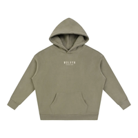 Hoodie by Wolvyn Apparel Foundations 002, olive oversized fleeced hoodie with front logo and kangaroo pocket