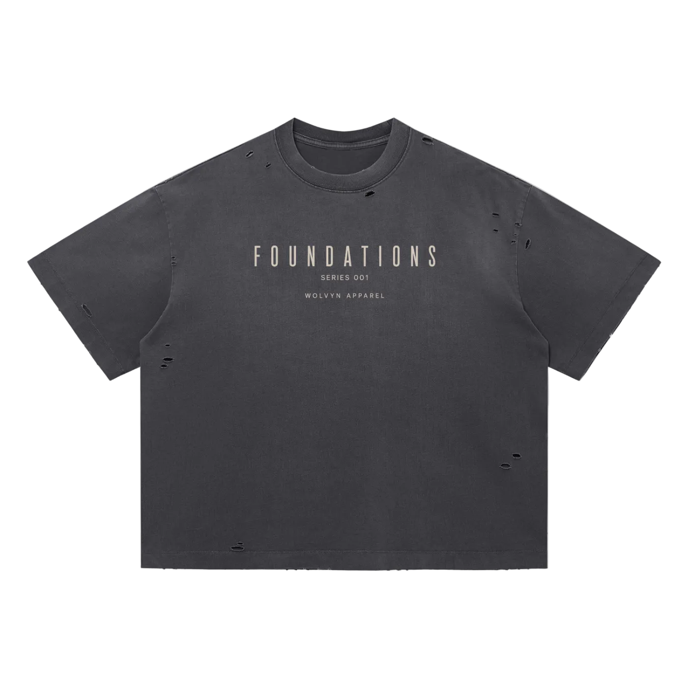 Wolvyn Apparel ‘Foundations Stone’ Vintage Washed Distressed Boxy Oversized T-Shirt