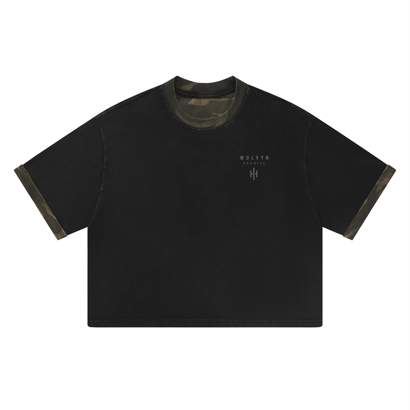 Wolvyn Apparel ‘Archive’ Unisex Mineral Washed Boxy Panel T-Shirt