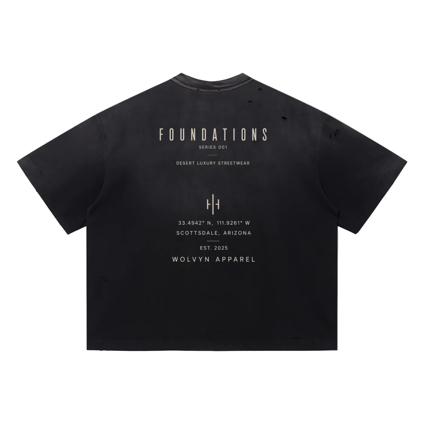Wolvyn Apparel ‘Foundations Stone’ Vintage Washed Distressed Boxy Oversized T-Shirt
