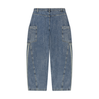 Wolvyn Apparel Women's Vintage Wash Barrel Leg Jeans