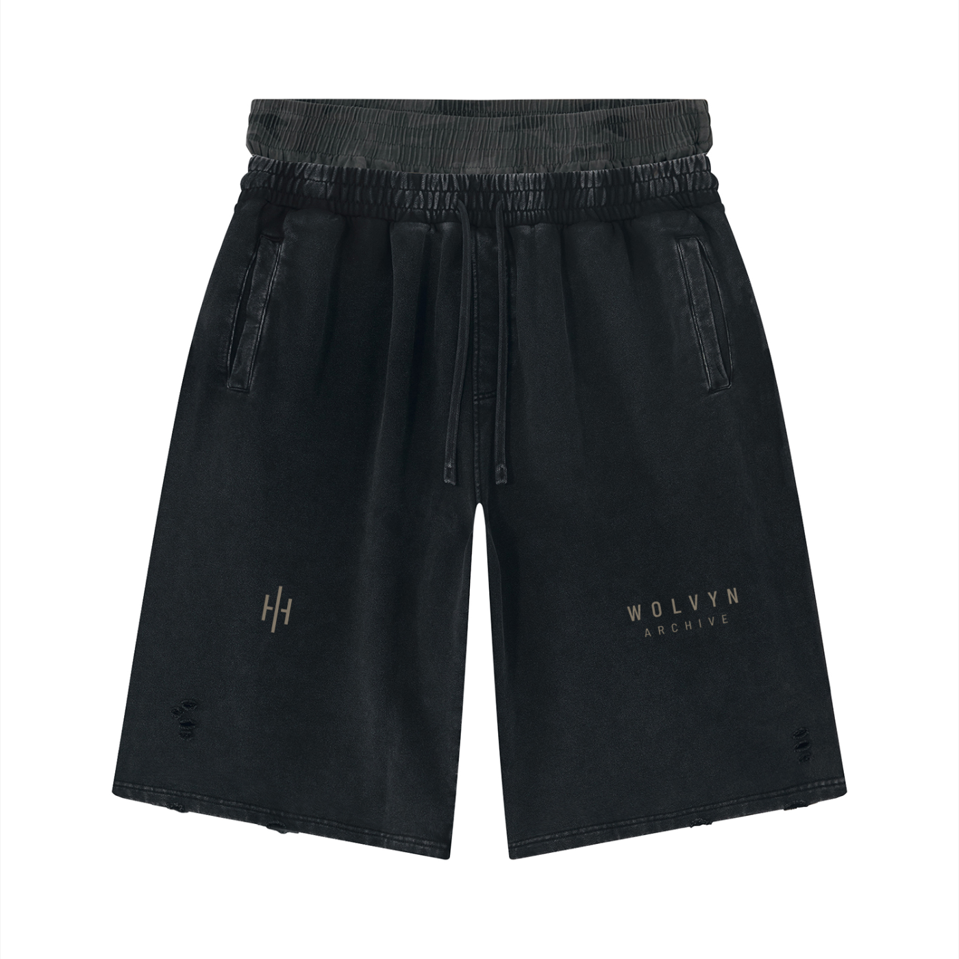 Wolvyn Apparel ‘Archive’ Unisex Vintage Wash Distressed Wide Leg Shorts