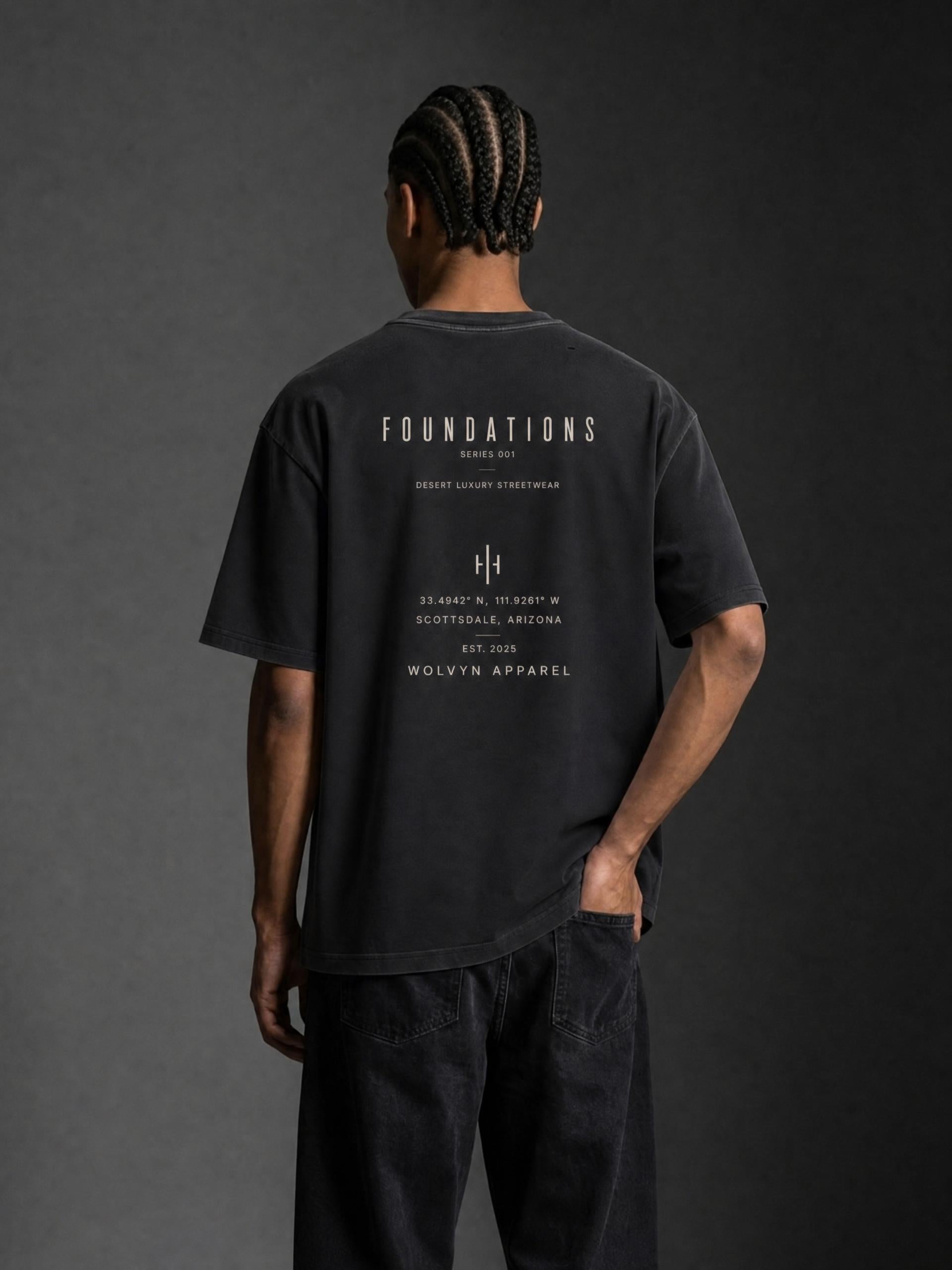 Wolvyn Apparel ‘Foundations Stone’ Vintage Washed Distressed Boxy Oversized T-Shirt