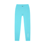 Wolvyn Apparel Standard Issue turquoise high-waisted yoga leggings with white STANDARD ISSUE text on leg