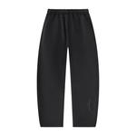 Wolvyn Apparel Foundations Layer 002 unisex black vintage wash fleece sweatpants with elastic waistband, barrel-leg fit