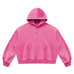Wolvyn Apparel Foundations Layer 002 pink vintage-wash fleece hoodie, unisex boxy fit, front view