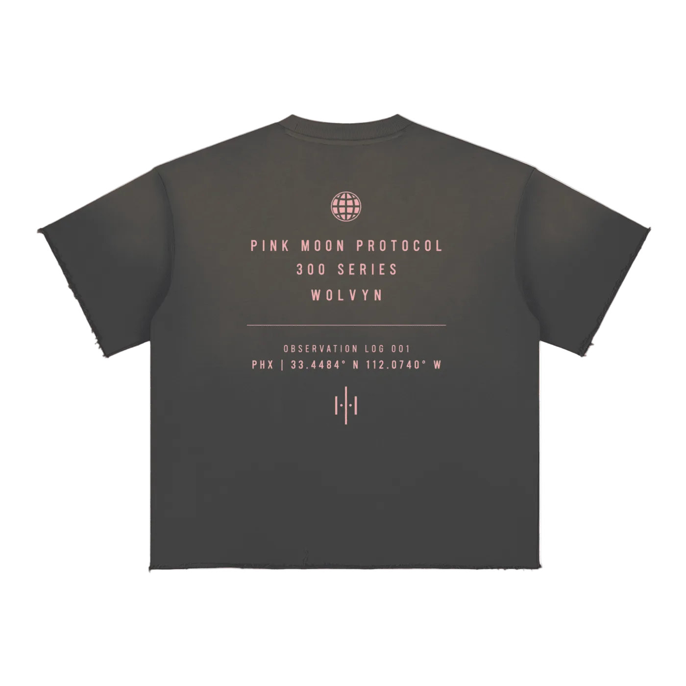 300 Series 'Pink Moon Protocol' by Wolvyn Apparel Sun Fade Raw Edge T-Shirt - Wolvyn Apparel