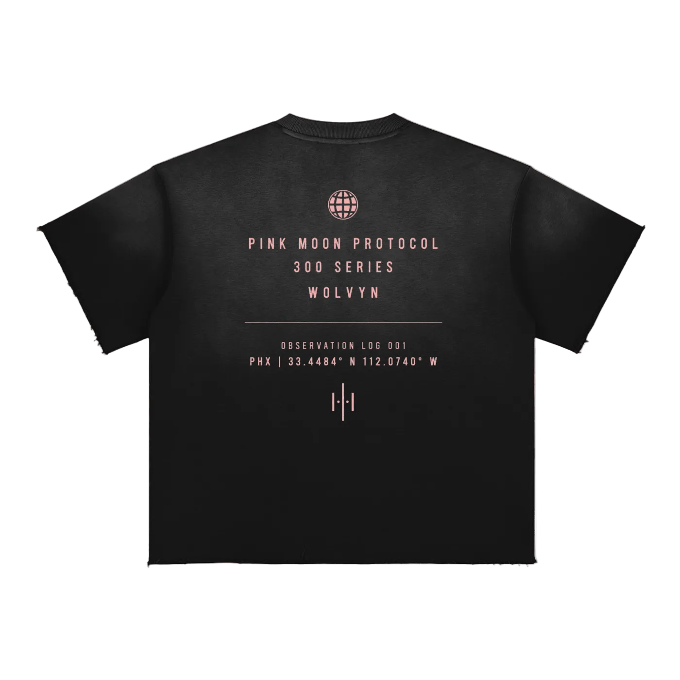 300 Series 'Pink Moon Protocol' by Wolvyn Apparel Sun Fade Raw Edge T-Shirt - Wolvyn Apparel
