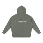 Wolvyn Apparel Foundations 002 oversized fleeced hoodie, sage green, back view — Desert Luxury Streetwear.