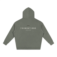 Wolvyn Apparel Foundations 002 oversized fleeced hoodie, sage green, back view — Desert Luxury Streetwear.