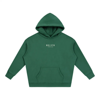 Oversized fleeced hoodie, Foundations 002, green with white Wolvyn Foundations logo on chest.