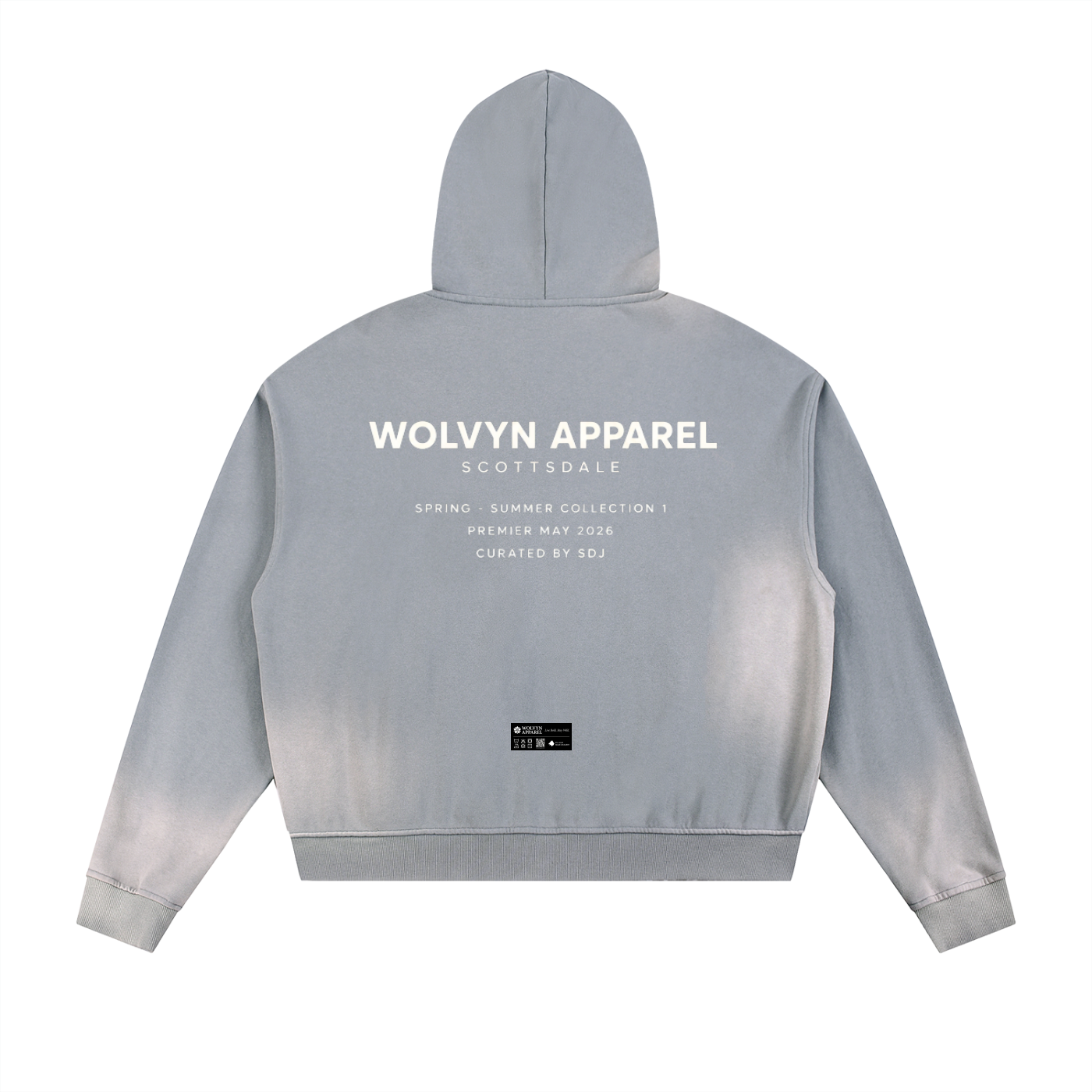 Wolvyn Apparel "Curated" Sun Fade Frayed Raw Edge Fleece Zip Hoodie