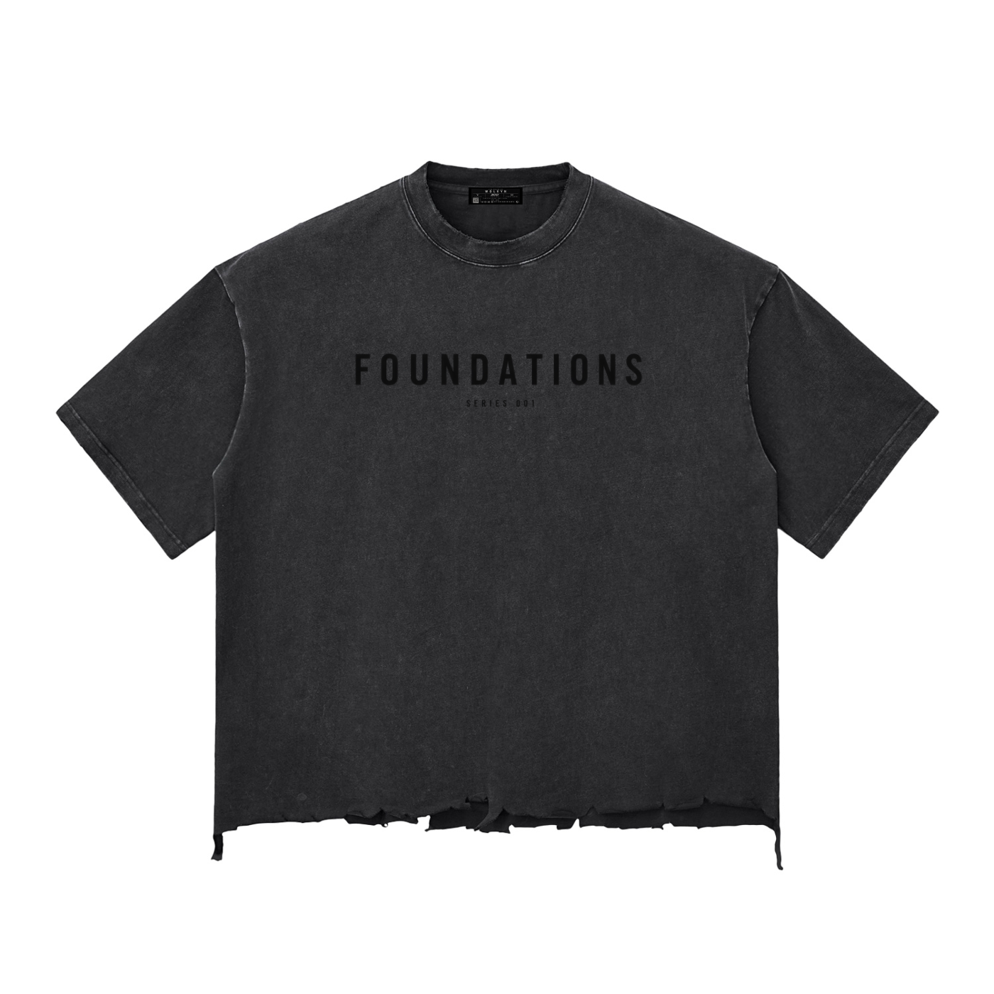Wolvyn Apparel ‘Foundations 001’ Snow Wash Raw-Hem Boxy T-shirt