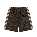 Villain by Wolvyn leopard-print heavyweight unisex drawstring shorts with white side stripes