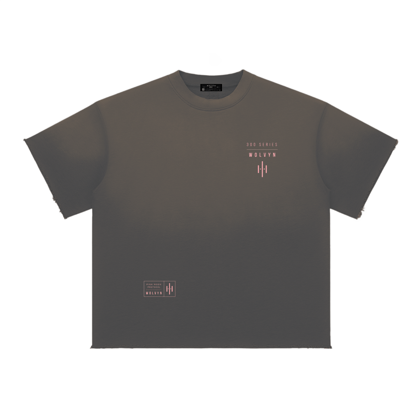 300 Series 'Pink Moon Protocol' by Wolvyn Apparel Sun Fade Raw Edge T-Shirt