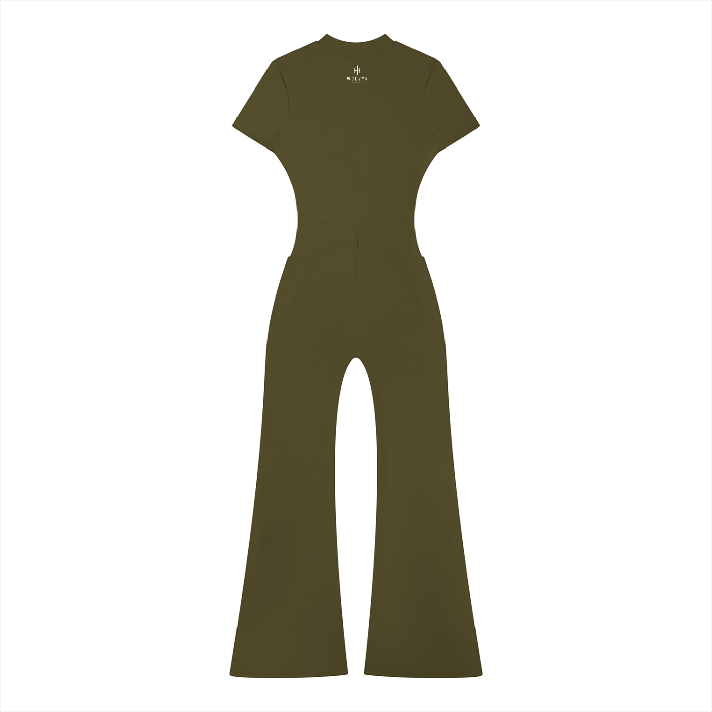 Wolvyn Apparel Women’s Tight Flared Leg Quarter-Zip Jumpsuit