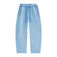 Wolvyn Apparel Foundations Layer 002 unisex fleece sweatpants, light blue vintage wash, barrel-leg