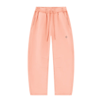 Wolvyn Apparel Foundations Layer 002 unisex peach vintage-wash fleece sweatpants, front view with drawstring pockets.
