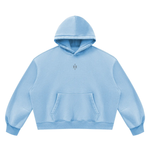 Hoodie, light blue fleece, boxy unisex Foundations Layer 002 from Wolvyn Apparel.