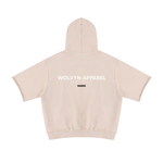 Hoodie Wolvyn Apparel Fahion House unisex mineral-wash short-sleeve beige with back logo