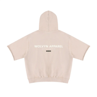 Hoodie Wolvyn Apparel Fahion House unisex mineral-wash short-sleeve beige with back logo