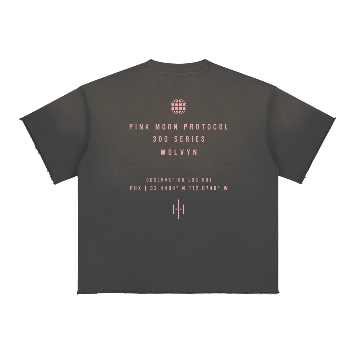300 Series 'Pink Moon Protocol' by Wolvyn Apparel Sun Fade Raw Edge T-Shirt