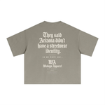 Wolvyn Apparel Identity Essential Sorona Boxy T‑Shirt in taupe with white gothic back graphic