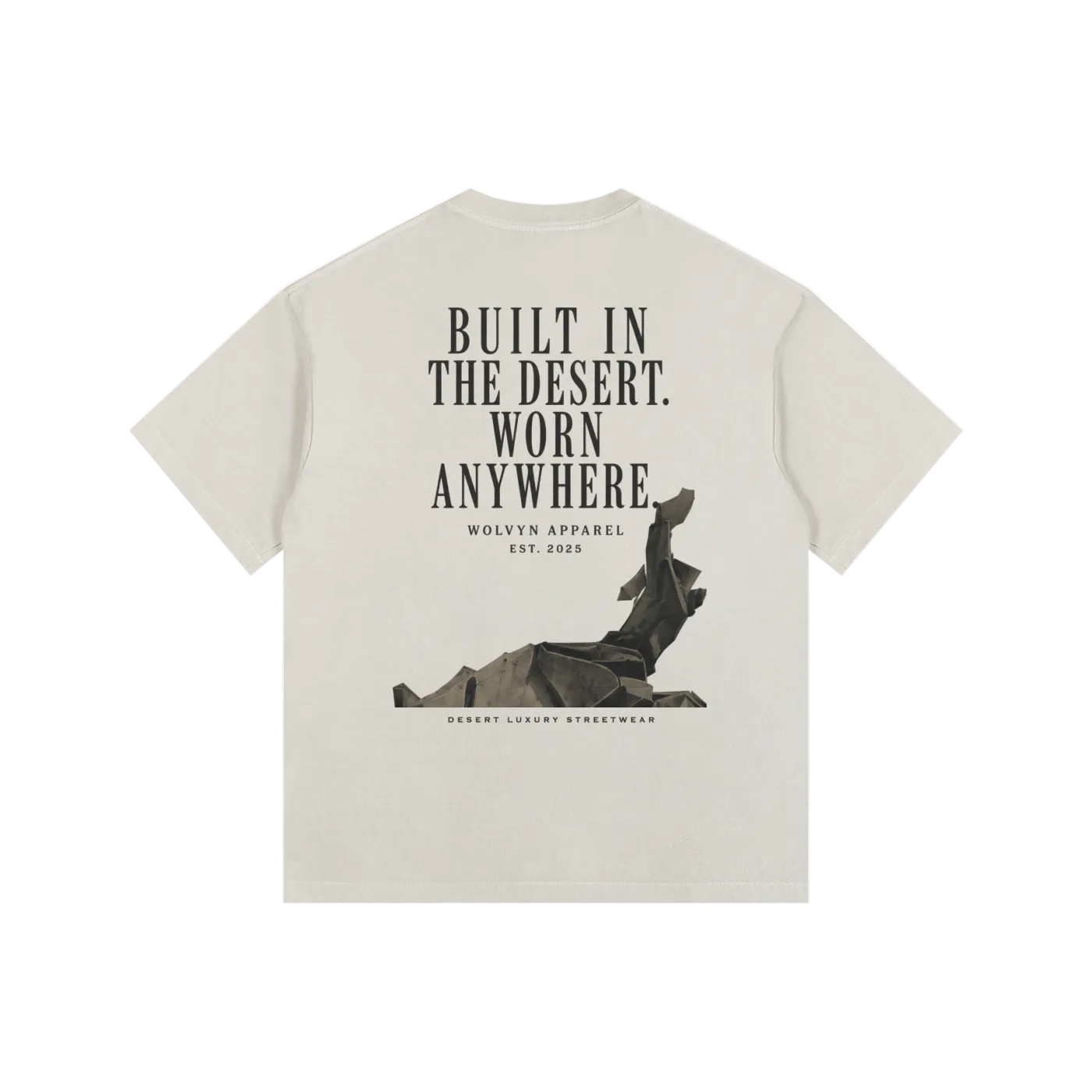 Built In The Desert by Wolvyn Apparel Vintage Washed Oversized Cotton T-Shirt