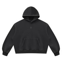 Wolvyn Apparel Foundations Layer 002 unisex vintage-wash black fleece hoodie, boxy fit