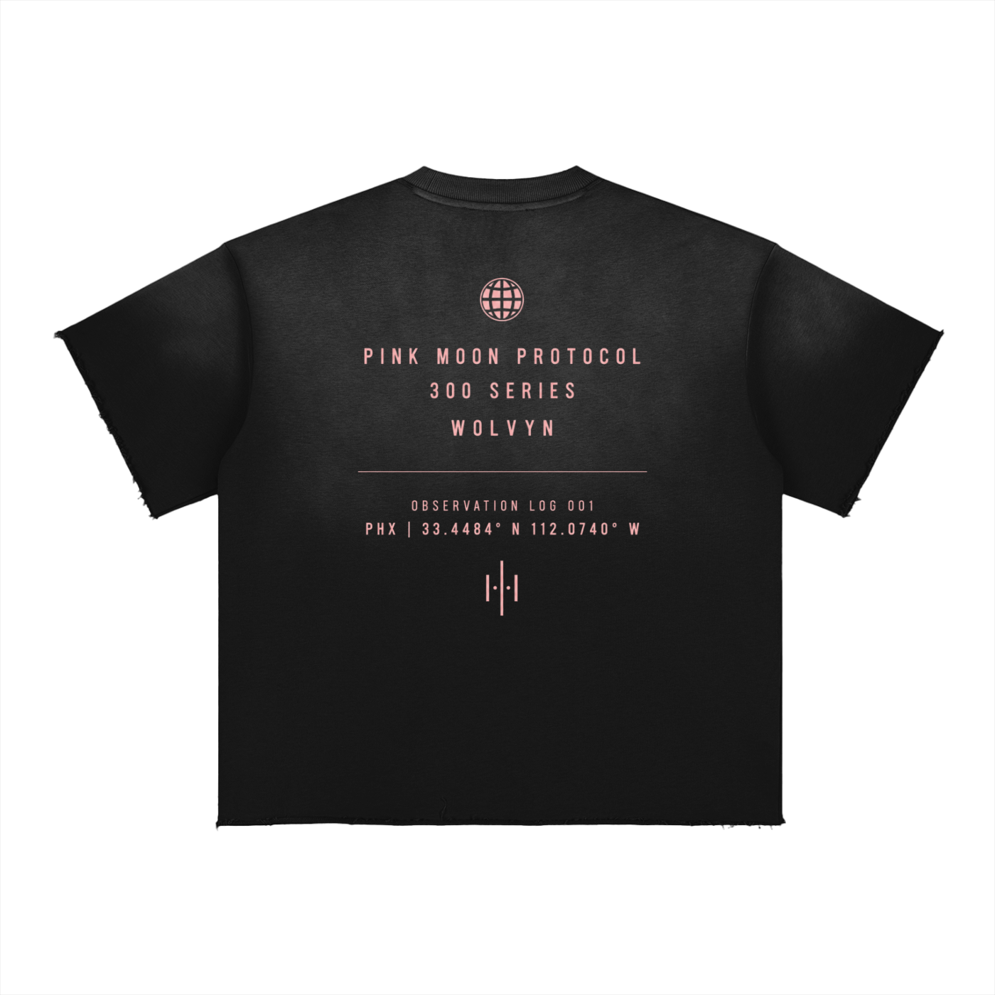 300 Series 'Pink Moon Protocol' by Wolvyn Apparel Sun Fade Raw Edge T-Shirt