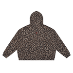 ODMPOD Unisex leopard full-zip hoodie, back view, tan/brown leopard print.