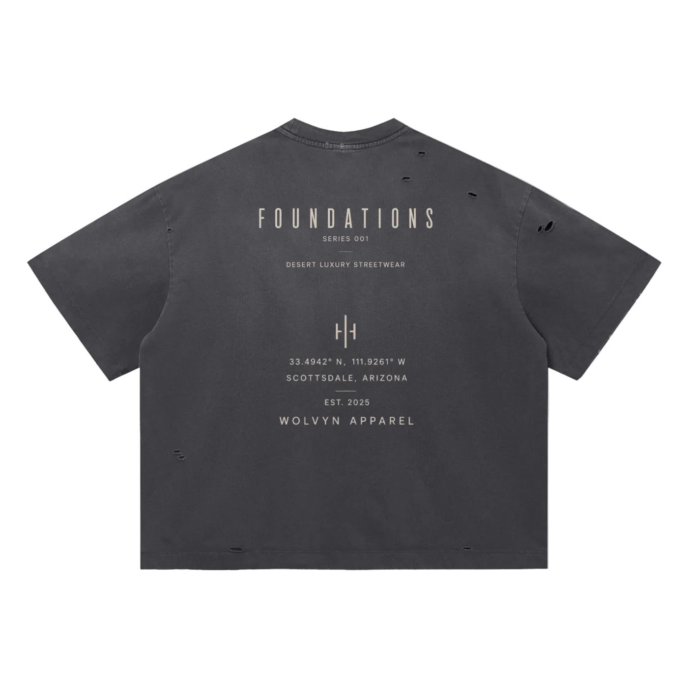 Wolvyn Apparel ‘Foundations Stone’ Vintage Washed Distressed Boxy Oversized T-Shirt