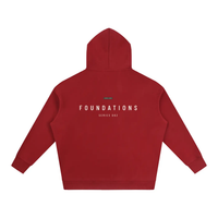 Oversize fleeced hoodie, red, back view; Foundations Series 002 by Wolvyn Apparel