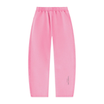 Unisex pink Foundations Layer 002 fleece sweatpants; barrel-leg fit with elastic waistband, Wolvyn Apparel.