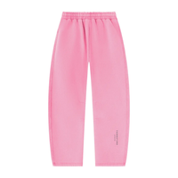 Unisex pink Foundations Layer 002 fleece sweatpants; barrel-leg fit with elastic waistband, Wolvyn Apparel.