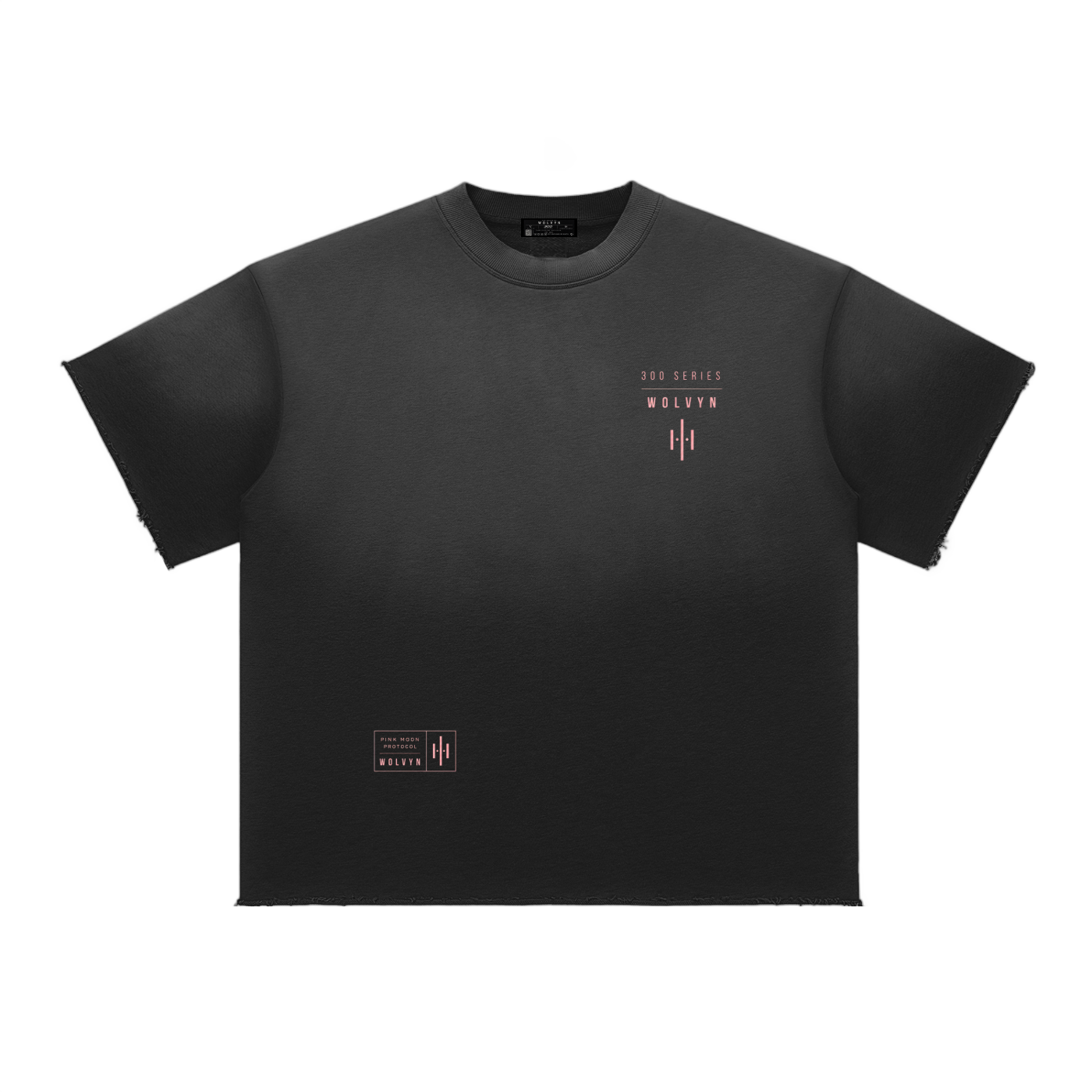 300 Series 'Pink Moon Protocol' by Wolvyn Apparel Sun Fade Raw Edge T-Shirt