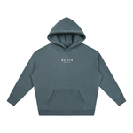 Wolvyn Apparel Foundations 002 oversized fleece hoodie in teal with front kangaroo pocket and Foundations logo