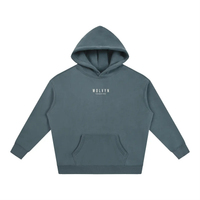 Wolvyn Apparel Foundations 002 oversized fleece hoodie in teal with front kangaroo pocket and Foundations logo