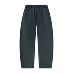 Unisex fleece sweatpants, Wolvyn Apparel Foundations Layer 002, charcoal vintage wash, barrel-leg.
