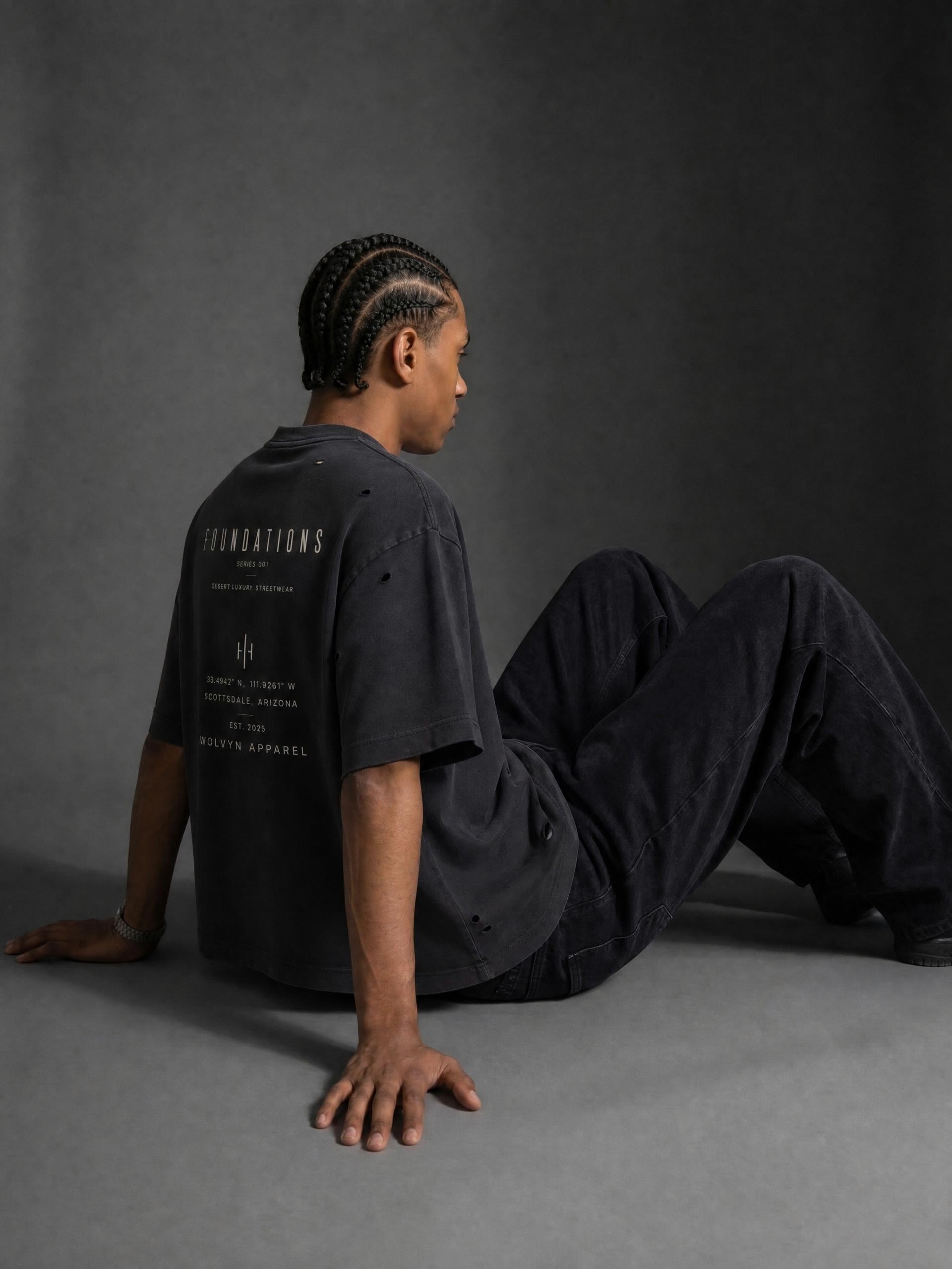 Wolvyn Apparel ‘Foundations Stone’ Vintage Washed Distressed Boxy Oversized T-Shirt