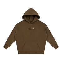 Wolvyn Apparel Foundations 002 Oversize Fleeced Hoodie in brown, front view with chest logo and kangaroo pocket.