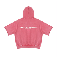 Hoodie Wolvyn Apparel, pink mineral-wash; back view with large white logo text