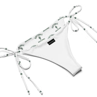 White string bikini bottom with Scottsdale and cactus print, adjustable side ties