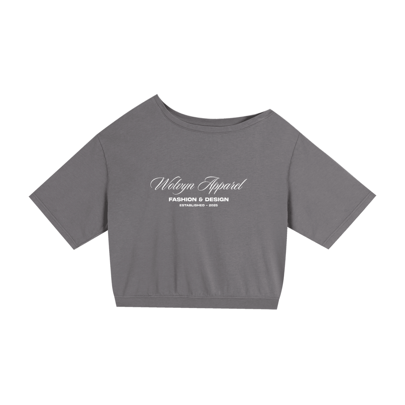 Gray oversized asymmetric cotton t-shirt with front logo and short sleeves, streetwear style
