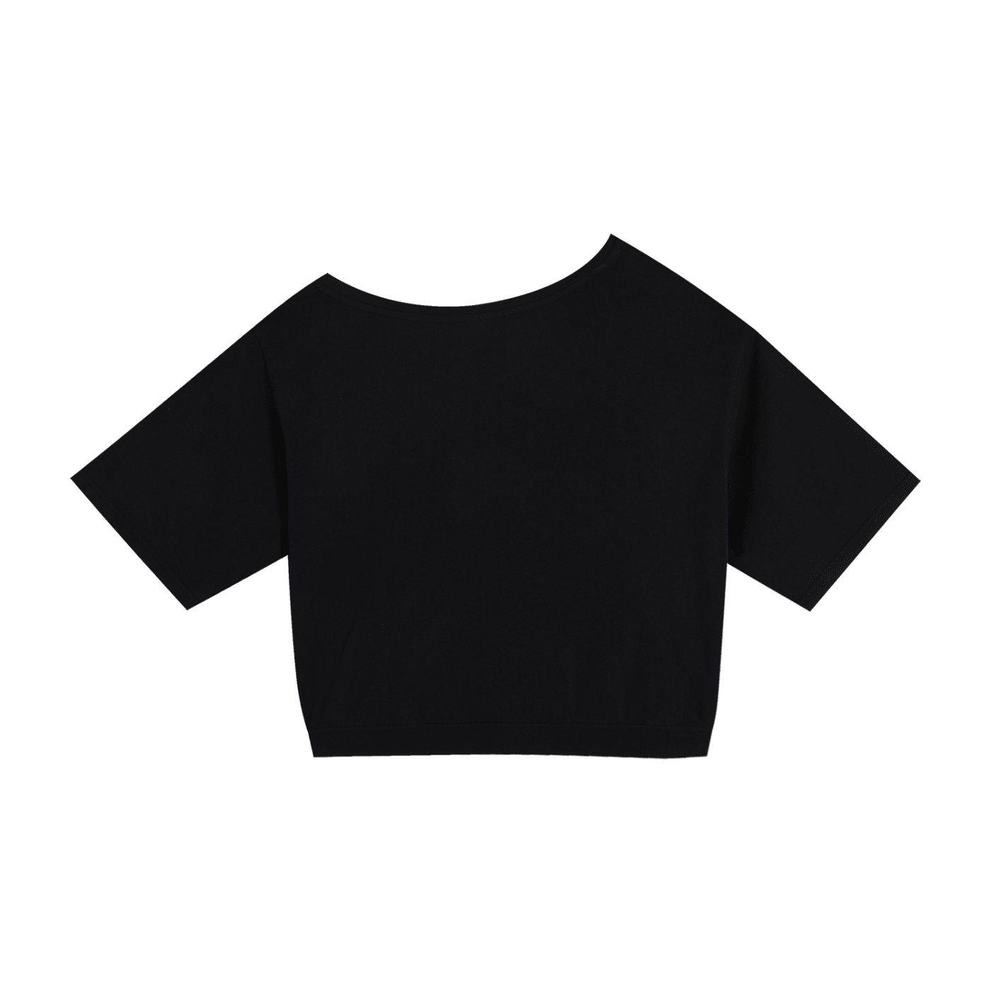 Black asymmetric shoulder oversized cotton t-shirt with short sleeves on white background