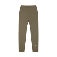 Leggings by Wolvyn Apparel, Standard Issue, olive high-waisted yoga leggings with back waistband logo
