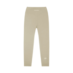 Leggings - Wolvyn Apparel Standard Issue high-waisted yoga, beige, back view with curved yoke seam and small logo.