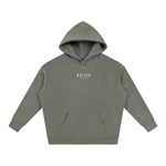 Foundations 002 Oversize Fleeced Hoodie by Wolvyn Apparel in sage green with white front logo.