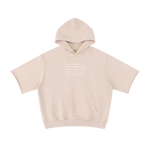 Hoodie Wolvyn Apparel beige mineral-wash short-sleeve with front pocket and white chest print