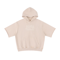 Hoodie Wolvyn Apparel beige mineral-wash short-sleeve with front pocket and white chest print